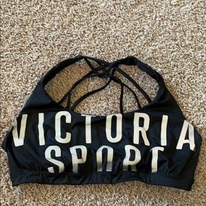 Black and silver VS sports bra